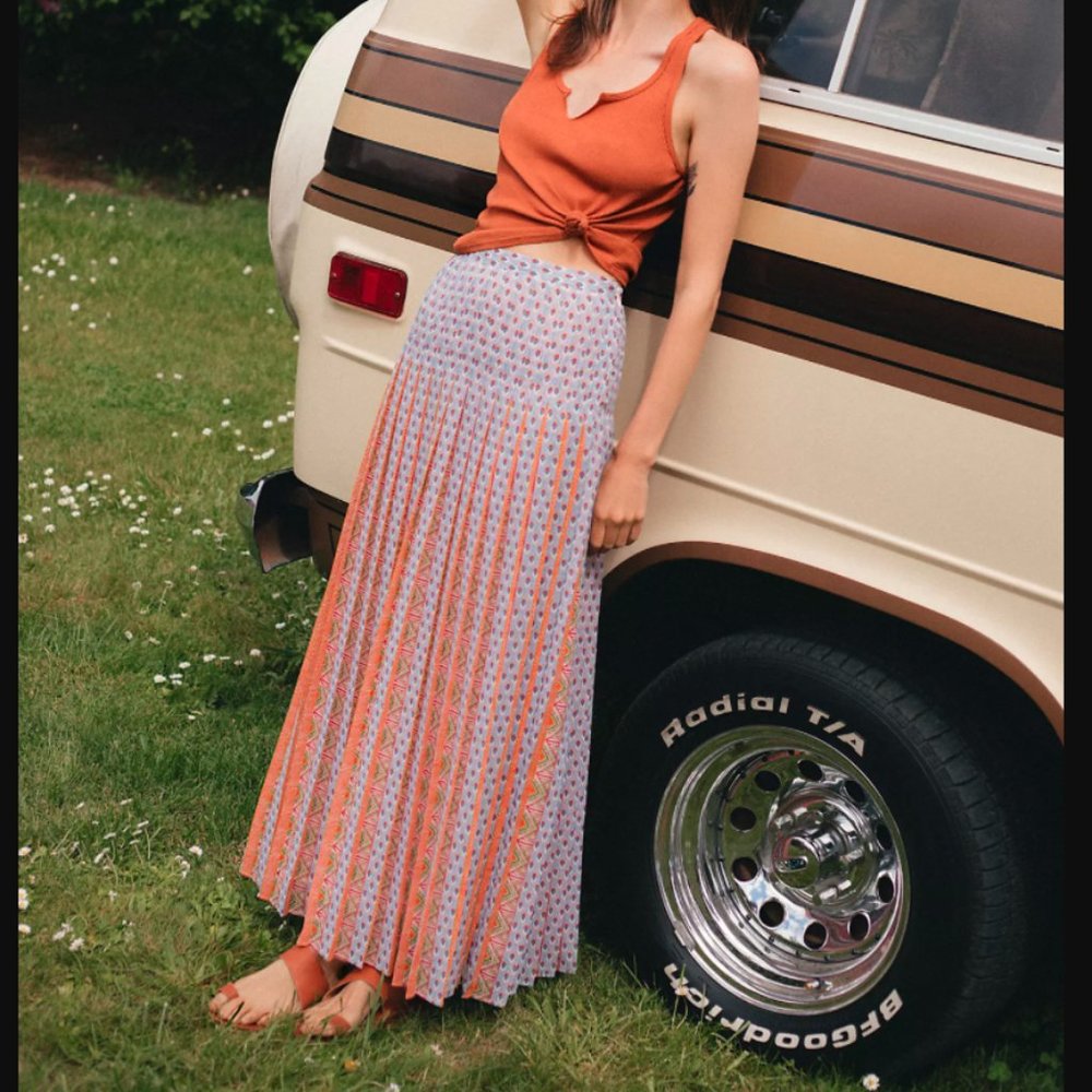 Anthropologie High Waisted, Nonie Pleated Maxi Skirt
